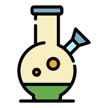 Bağımlılık ilacı matarası ikonu renk ana hatları vektörü