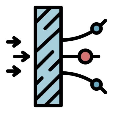 Lenslerin yan görünüm simgesi renk ana hatları vektörünü dağıt