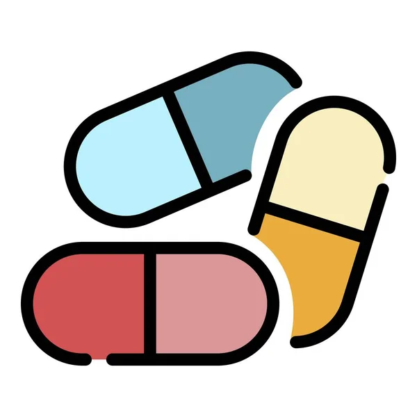 Medikamentenkapsel Symbol Farbe Umrissvektor — Stockvektor