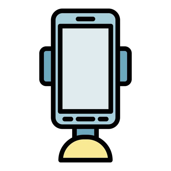 Mobiele telefoon houder pictogram kleur overzicht vector — Stockvector