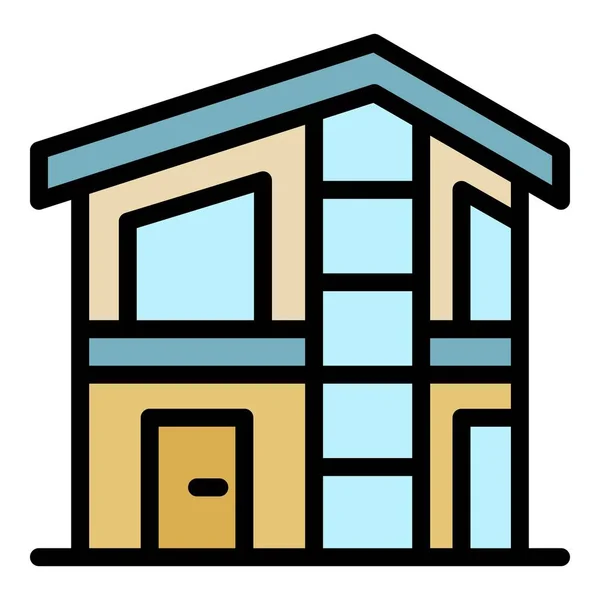 Dos pisos casa icono color contorno vector — Vector de stock