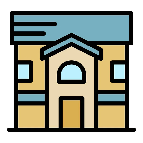 Casa de madera icono color contorno vector — Vector de stock