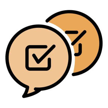 Sohbet balonlarında kutucuğu işaretle simge rengi ana hatları vektörü