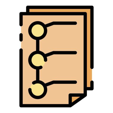 Okul anket simgesi renk ana hatları vektörü