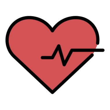 Kalp ve nabız simgesi renk ana hatları vektörü