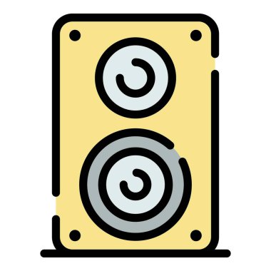 Hoparlör simgesi renk ana hatları vektörü