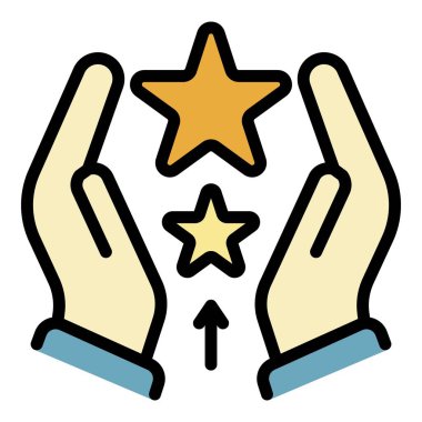 Avuç içi simgesi renk ana hatları arasındaki yıldızlar