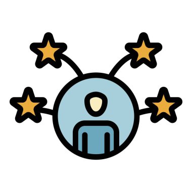 Yıldız derecelendirme çalışanı simgesi renk ana hatları vektörü