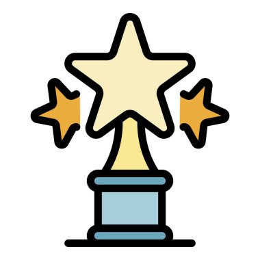 Yıldız ödül ikonu renk ana hatları vektörü
