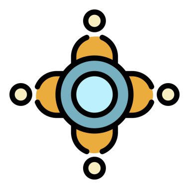 Yuvarlak masa simgesi renk ana hatları vektöründeki insanlar