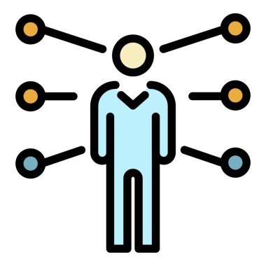 Dipnot simgesi renk ana hatları vektörü olan bir adamın şekli