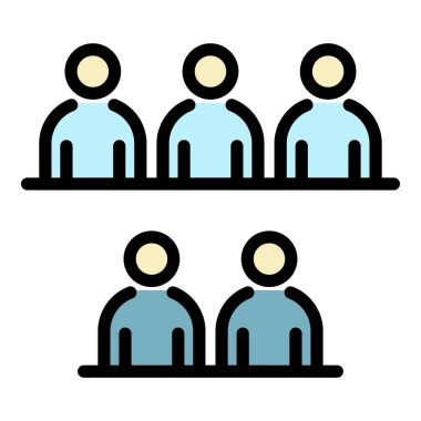 İnsan ikonu renk ana hatları grubu vektörü