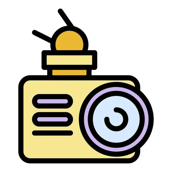 Caméra extérieure vue de face icône couleur contour vecteur — Image vectorielle