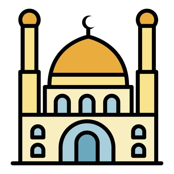 Icono de mezquita turca color contorno vector — Vector de stock