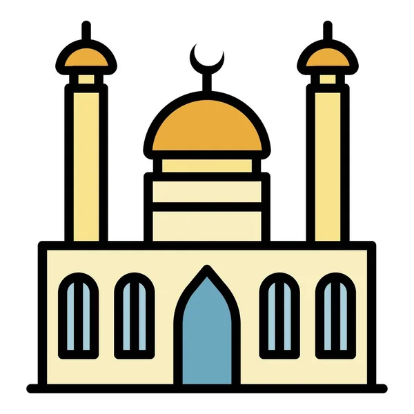 Mosque with two minarets icon color outline vector — Stock Vector