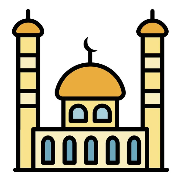 Arabski meczet ikona kolor zarys wektor — Wektor stockowy