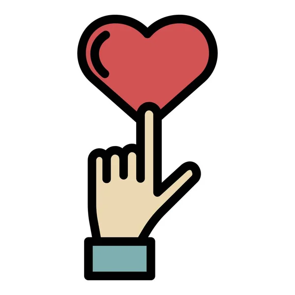 Finger pointing heart icon color outline vector — Stock Vector