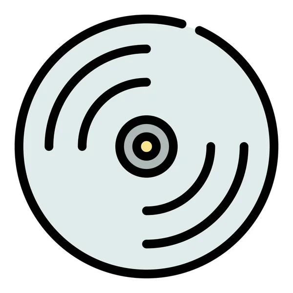 Compact disk icon warna vektor outline - Stok Vektor