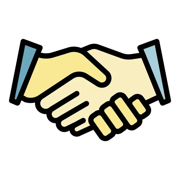 Handshake-Symbol Farbe Umrissvektor — Stockvektor