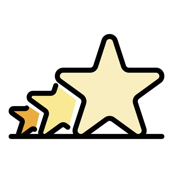 Three stars in a row icon color outline vector — Stock Vector