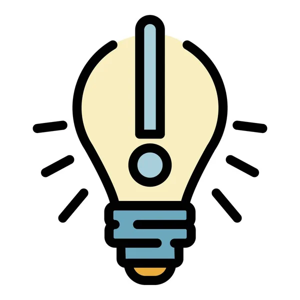 Ampoule point d'exclamation icône couleur contour vecteur — Image vectorielle