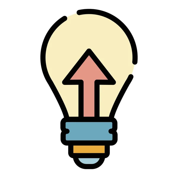 Flèche vers le haut dans l'icône de l'ampoule couleur contour vecteur — Image vectorielle