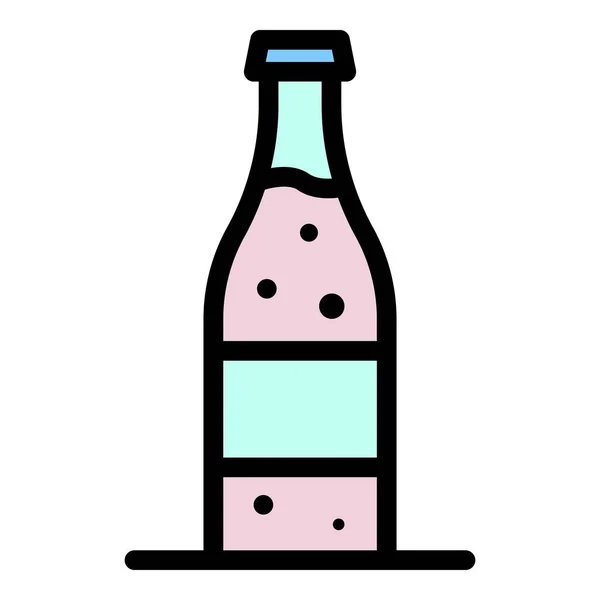 Botella de vidrio de limonada icono color contorno vector — Vector de stock