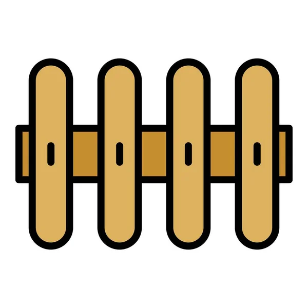 Clôture avec un vecteur de contour de couleur d'icône de planche ronde — Image vectorielle