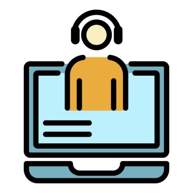 İnternet satış simgesi renk ana hatları vektörü