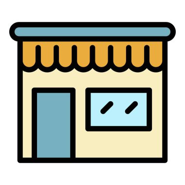 Dükkan simgesi renk ana hatları vektörü