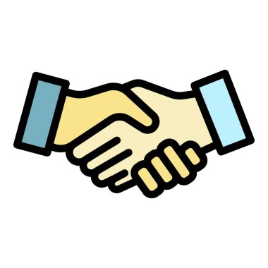 Bir anlaşma simgesi renk ana hatları vektörü yap