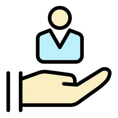 Müşteri bakım simgesi renk ana hatları vektörü