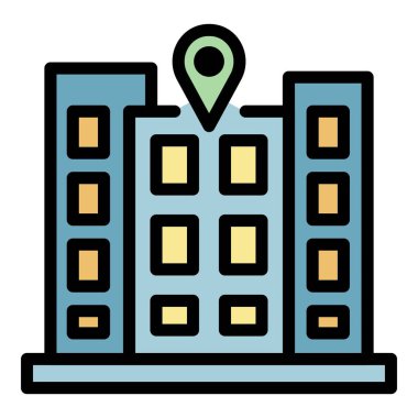 Otel özelliği simgesi renk ana hatları vektörü