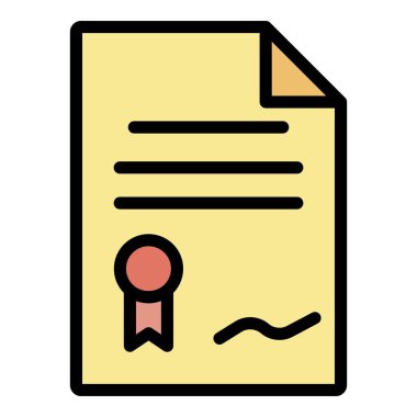 Belge kağıt simgesi renk ana hatları vektörü kiralanıyor