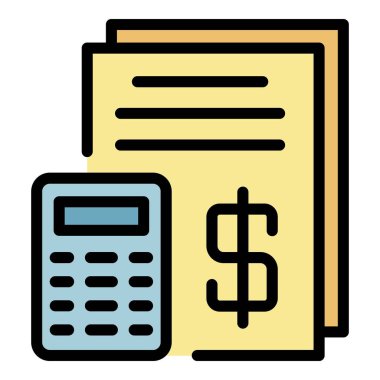 Hesap makinesi simgesi renk ana hatları vektörü kiralanıyor