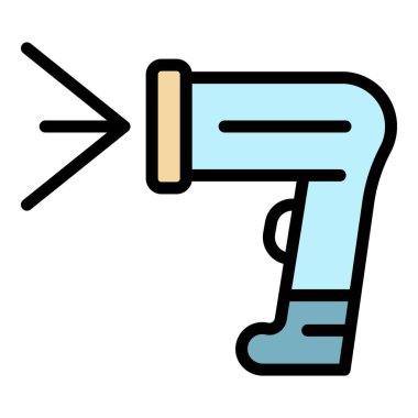 Kasiyer barkod tarayıcı simgesi renk ana hatları vektörü