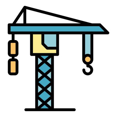 Gemi vinç simgesi renk ana hatları vektörü