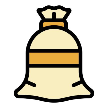 Tekstil çuvalı simgesi renk ana hatları vektörü