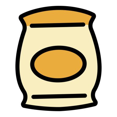 Pirinç çuvalı simgesi renk ana hatları vektörü