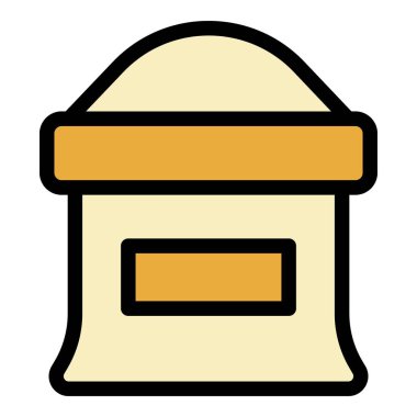 Eski çuval simgesi renk ana hatları vektörü