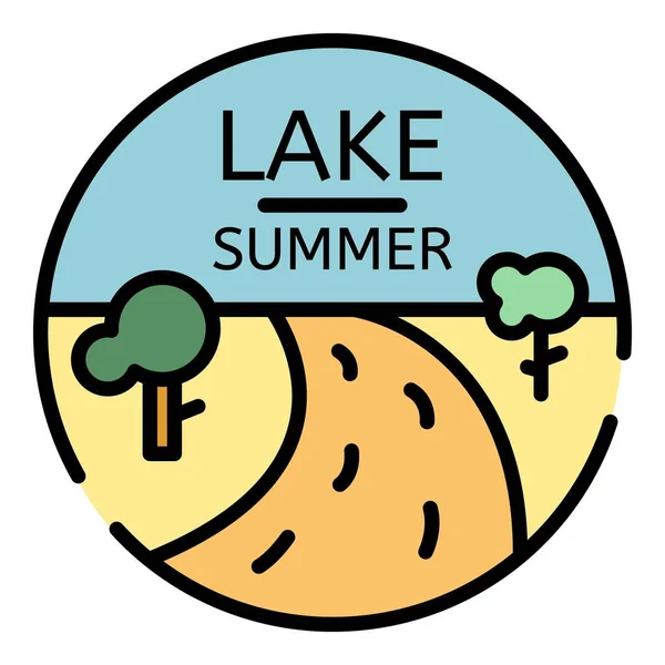 Summer lake logo, outline style — Stock Vector