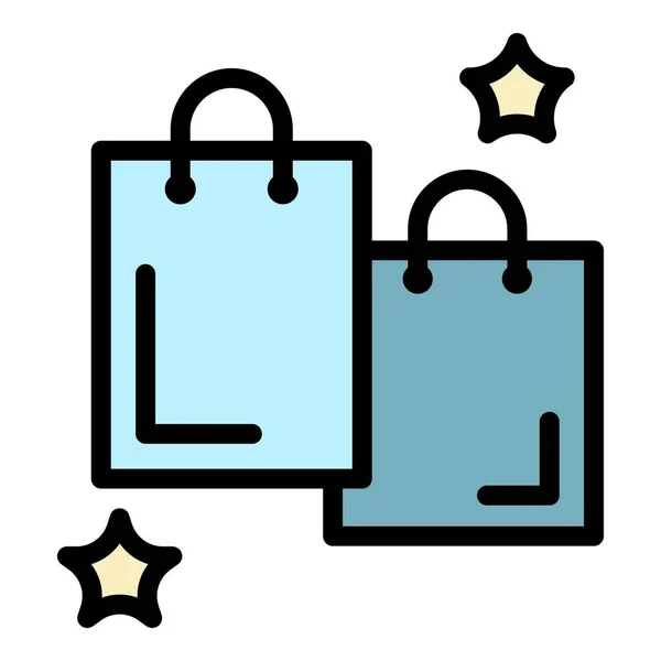 Shopping tassen pictogram kleur overzicht vector — Stockvector