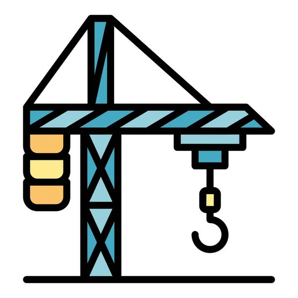 Ciudad de la grúa icono del edificio color contorno vector — Vector de stock