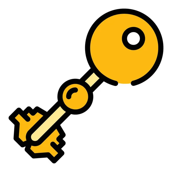 Búsqueda de oro icono clave color contorno vector — Vector de stock