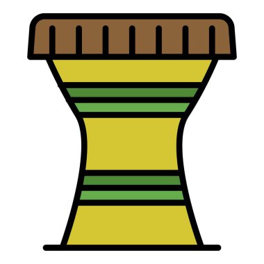 Brezilya davul simgesi renk ana hatları vektörü