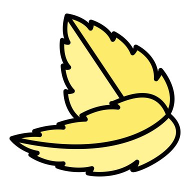 İki yaprak simgesi rengi dış hat vektörü