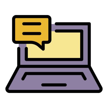 Dizüstü simgesi renk ana hatları vektöründeki ileti