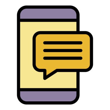 Akıllı telefon açılır ileti simgesi renk ana hatları vektörü