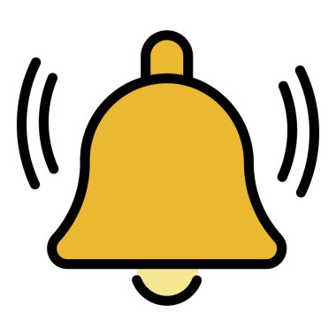 Bildirim çanı simgesi renk ana hatları vektörü