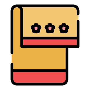 Mutfak havlusu simgesi renk ana hatları vektörü